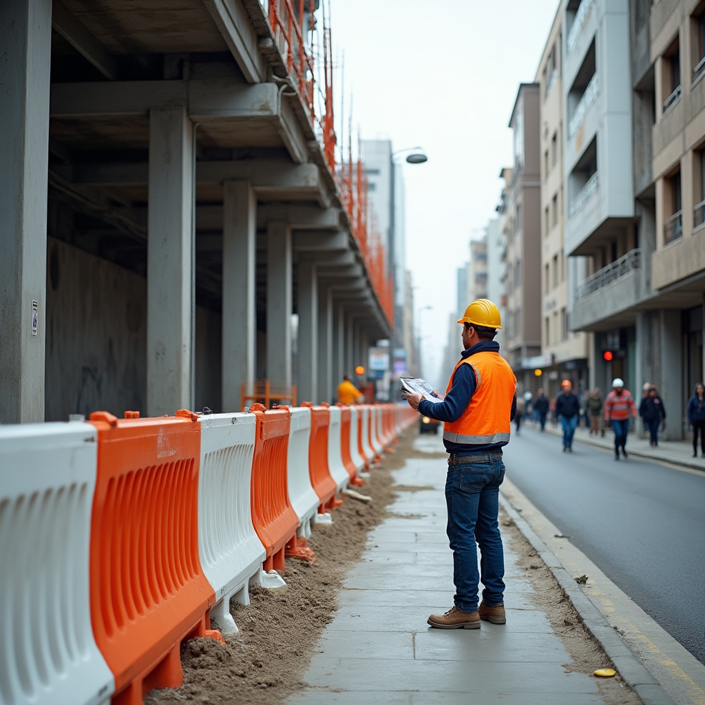 Construction site with safety barriers illustrating civil liability coverage
